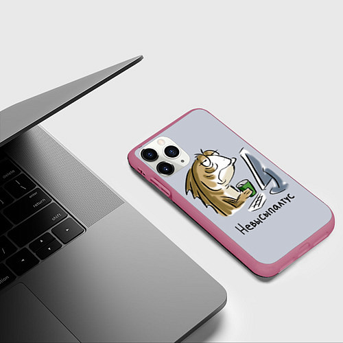Чехол iPhone 11 Pro матовый Сонный палтус / 3D-Малиновый – фото 3