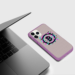 Чехол iPhone 11 Pro матовый Биткоин символ - сетка, цвет: 3D-фиолетовый — фото 2