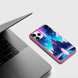 Чехол iPhone 11 Pro матовый Сказочный город - пейзаж, цвет: 3D-малиновый — фото 2