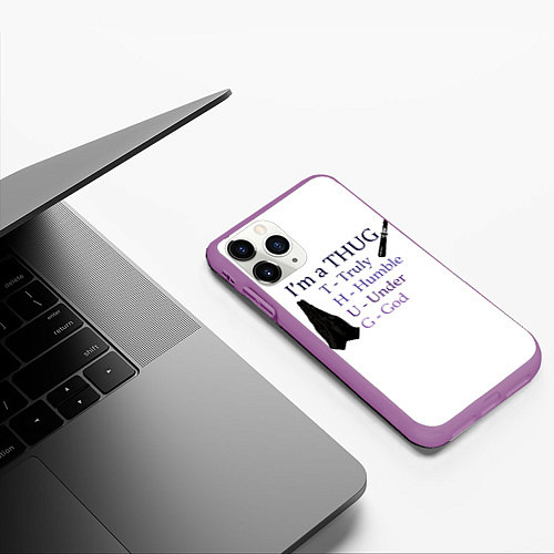 Чехол iPhone 11 Pro матовый Im a thug / 3D-Фиолетовый – фото 3