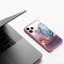 Чехол iPhone 11 Pro матовый Сердце - плазменная текстура, цвет: 3D-малиновый — фото 2