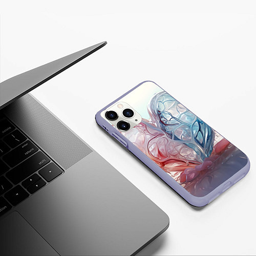 Чехол iPhone 11 Pro матовый Сердце - плазменная текстура / 3D-Светло-сиреневый – фото 3