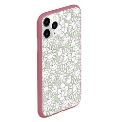 Чехол iPhone 11 Pro матовый Улыбающиеся цветы, цвет: 3D-малиновый — фото 2