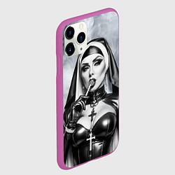 Чехол iPhone 11 Pro матовый Пошлая монахиня с чупа чупсом, цвет: 3D-фиолетовый — фото 2
