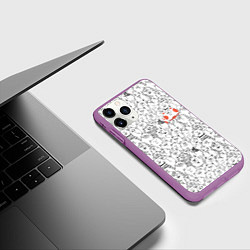 Чехол iPhone 11 Pro матовый Румяная киска и серые коты, цвет: 3D-фиолетовый — фото 2
