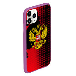 Чехол iPhone 11 Pro матовый Россия герб патриотический стиль, цвет: 3D-фиолетовый — фото 2