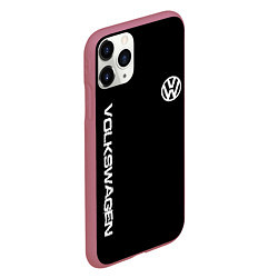 Чехол iPhone 11 Pro матовый Volkswagen logo white, цвет: 3D-малиновый — фото 2