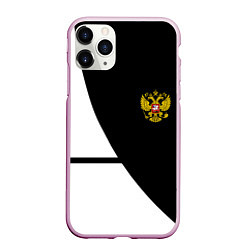 Чехол iPhone 11 Pro матовый Герб РФ текстура спорт, цвет: 3D-розовый