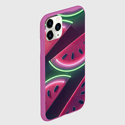 Чехол iPhone 11 Pro матовый Дольки арбуза неон, цвет: 3D-фиолетовый — фото 2
