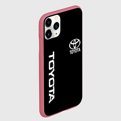 Чехол iPhone 11 Pro матовый Toyota logo white steel, цвет: 3D-малиновый — фото 2