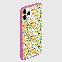 Чехол iPhone 11 Pro матовый Акварельные тропические фрукты, цвет: 3D-фиолетовый — фото 2