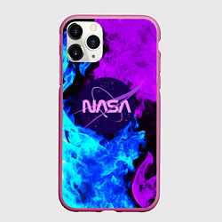 Чехол iPhone 11 Pro матовый NASA neon flame, цвет: 3D-малиновый
