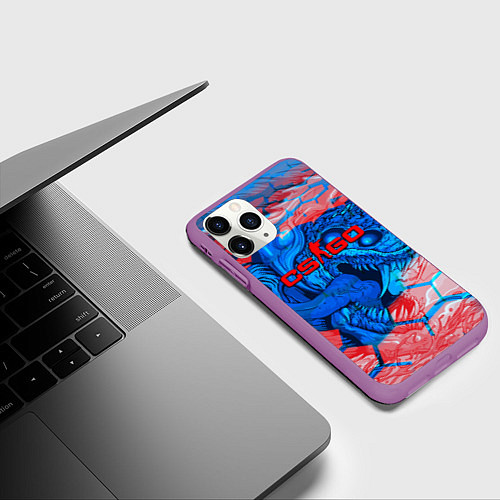 Чехол iPhone 11 Pro матовый Скоростной зверь скин кс го / 3D-Фиолетовый – фото 3