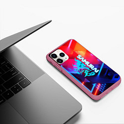 Чехол iPhone 11 Pro матовый Samurai neon game, цвет: 3D-малиновый — фото 2