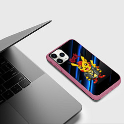 Чехол iPhone 11 Pro матовый Радостный Пикачу рок звезда, цвет: 3D-малиновый — фото 2