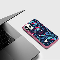 Чехол iPhone 11 Pro матовый Яркий абстрактный узор для спорта, цвет: 3D-малиновый — фото 2