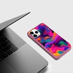 Чехол iPhone 11 Pro матовый Неоновые формы, цвет: 3D-малиновый — фото 2