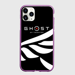 Чехол iPhone 11 Pro матовый Ghost of Tsushima крылья, цвет: 3D-фиолетовый