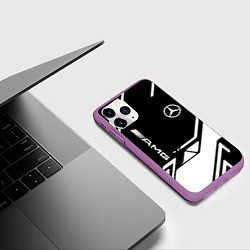 Чехол iPhone 11 Pro матовый Mercedes bens geometry, цвет: 3D-фиолетовый — фото 2