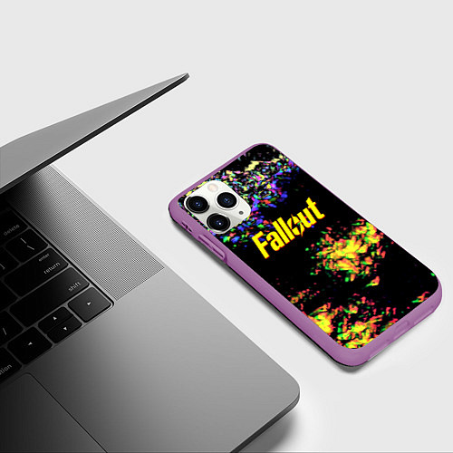 Чехол iPhone 11 Pro матовый Fallout краски / 3D-Фиолетовый – фото 3