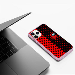 Чехол iPhone 11 Pro матовый Among us geometry dot, цвет: 3D-розовый — фото 2