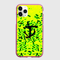 Чехол iPhone 11 Pro матовый Doom кислотный стиль лого, цвет: 3D-малиновый
