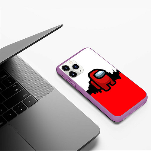 Чехол iPhone 11 Pro матовый Among us краски / 3D-Фиолетовый – фото 3