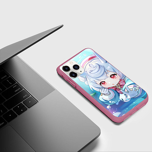 Чехол iPhone 11 Pro матовый Genshin Impact Сиджвин / 3D-Малиновый – фото 3