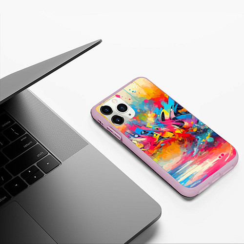 Чехол iPhone 11 Pro матовый Красочная абстракция - импрессионизм / 3D-Розовый – фото 3