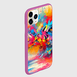 Чехол iPhone 11 Pro матовый Красочная абстракция - импрессионизм, цвет: 3D-фиолетовый — фото 2