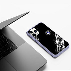 Чехол iPhone 11 Pro матовый BMW : автомобильные текстуры шин, цвет: 3D-светло-сиреневый — фото 2