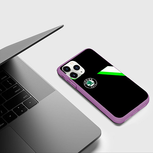 Чехол iPhone 11 Pro матовый Skoda geometry / 3D-Фиолетовый – фото 3