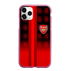 Чехол iPhone 11 Pro матовый Arsenal fc sport geometry steel, цвет: 3D-малиновый