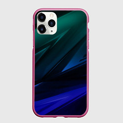 Чехол iPhone 11 Pro матовый Зелено-синие геометрические абстрактные объемные п, цвет: 3D-малиновый