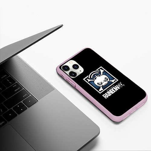 Чехол iPhone 11 Pro матовый Rainbow six шутер гейм стиль / 3D-Розовый – фото 3