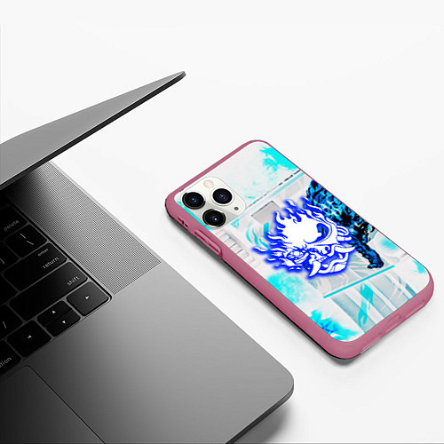 Чехол iPhone 11 Pro матовый Samurai logo howl / 3D-Малиновый – фото 3