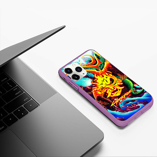 Чехол iPhone 11 Pro матовый Cyberpunk hyperbeast steel / 3D-Фиолетовый – фото 3