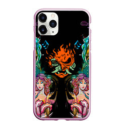 Чехол iPhone 11 Pro матовый Cyberpunk tatoo game steel japan, цвет: 3D-розовый