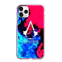 Чехол iPhone 11 Pro матовый Assassins Creed fight fire, цвет: 3D-розовый