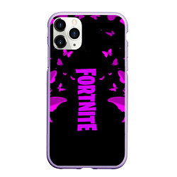 Чехол iPhone 11 Pro матовый Fortnite buterfly neon, цвет: 3D-светло-сиреневый