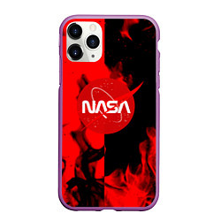 Чехол iPhone 11 Pro матовый NASA красный огонь, цвет: 3D-фиолетовый