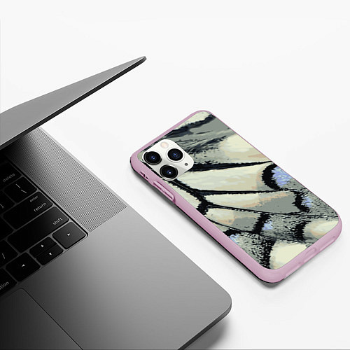 Чехол iPhone 11 Pro матовый Абстракция - крыло бабочки / 3D-Розовый – фото 3