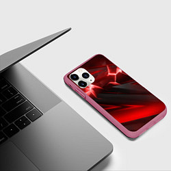 Чехол iPhone 11 Pro матовый Яркая красная объемная абстракция, цвет: 3D-малиновый — фото 2
