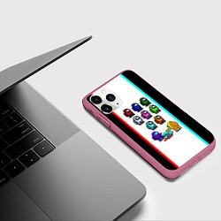 Чехол iPhone 11 Pro матовый Among us line, цвет: 3D-малиновый — фото 2