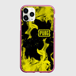 Чехол iPhone 11 Pro матовый PUBG жёлтый огонь, цвет: 3D-малиновый