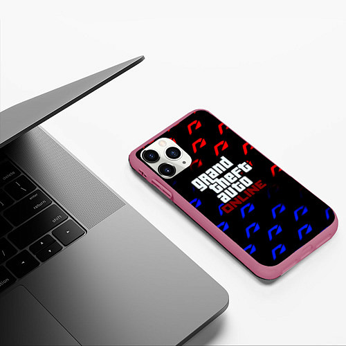 Чехол iPhone 11 Pro матовый NFS x GTA pattern / 3D-Малиновый – фото 3