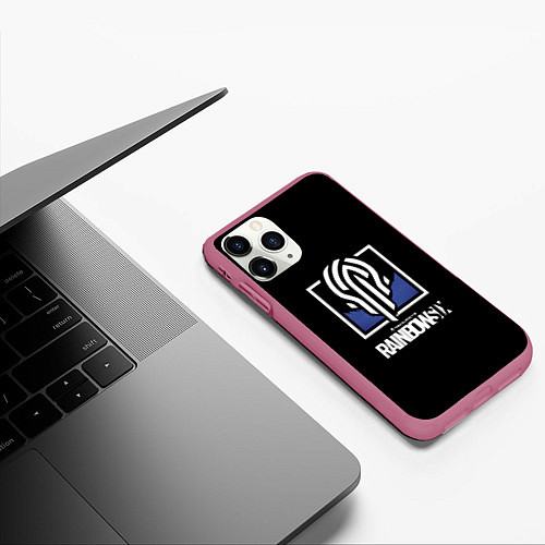 Чехол iPhone 11 Pro матовый Rainbow six siege logo / 3D-Малиновый – фото 3