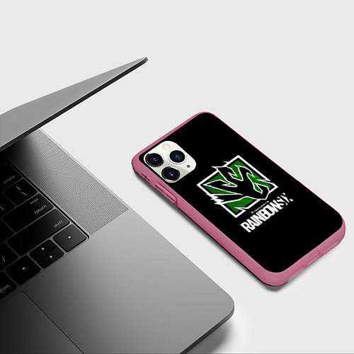 Чехол iPhone 11 Pro матовый Ubisoft game rainbow six / 3D-Малиновый – фото 3