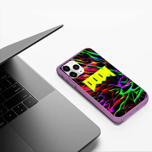 Чехол iPhone 11 Pro матовый Doom optical colors / 3D-Фиолетовый – фото 3