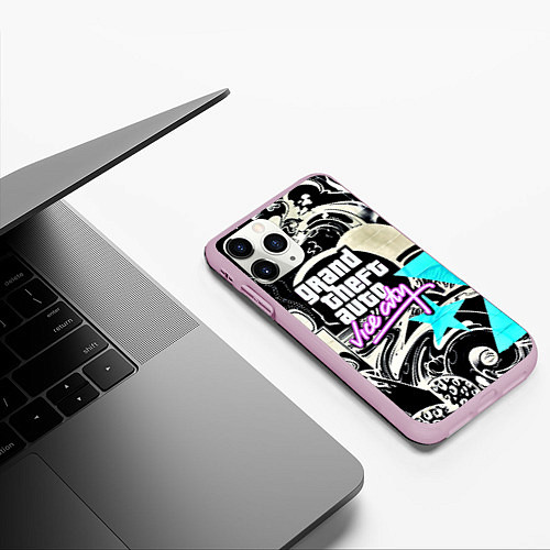 Чехол iPhone 11 Pro матовый GTA vice city grafiti / 3D-Розовый – фото 3